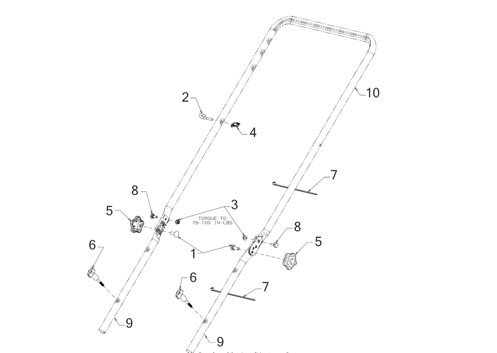 Handle Diagram and Parts List for SC100HW (11AB9M5710)(2019) Cub Cadet Lawn Mower